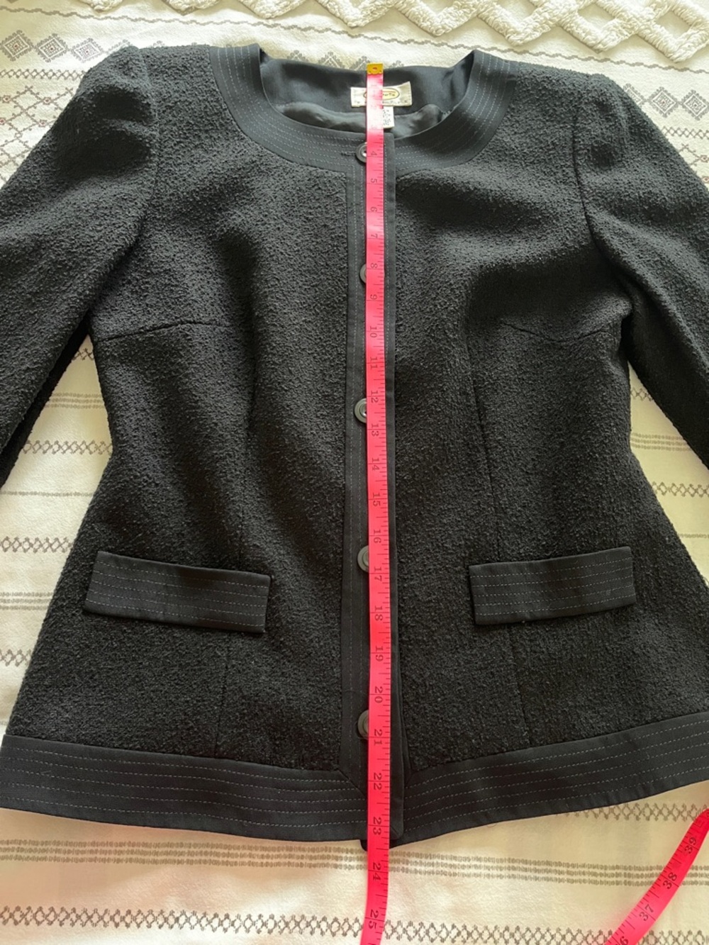 Vintage Talbots Lady Jacket Black Button-Front Collarless Blazer/Jacket- Size 4 - Picture 8 of 10
